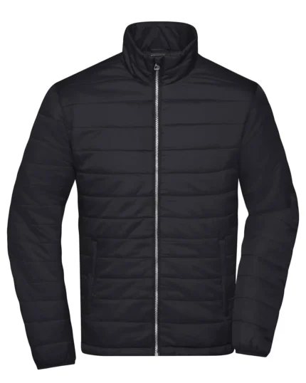 JN1120 Men's Padded Jacket JAMES & NICHOLSON 100% poliammide. Giacca idrorepellente e antivento, fodera e imbottitura: 100% poliestere. Collo alto, zip nascosta con protezione per il mento, 2 tasche laterali con zip. Zip per la decorazione sul retro.