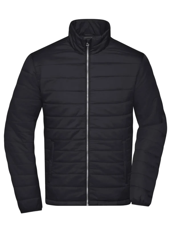 JN1120 Men's Padded Jacket JAMES & NICHOLSON 100% poliammide. Giacca idrorepellente e antivento, fodera e imbottitura: 100% poliestere. Collo alto, zip nascosta con protezione per il mento, 2 tasche laterali con zip. Zip per la decorazione sul retro.