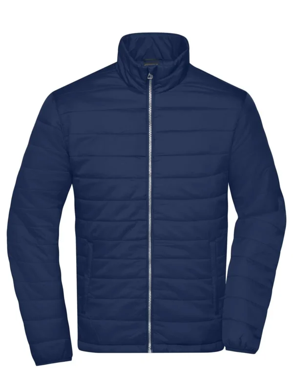 JN1120 Men's Padded Jacket JAMES & NICHOLSON 100% poliammide. Giacca idrorepellente e antivento, fodera e imbottitura: 100% poliestere. Collo alto, zip nascosta con protezione per il mento, 2 tasche laterali con zip. Zip per la decorazione sul retro.